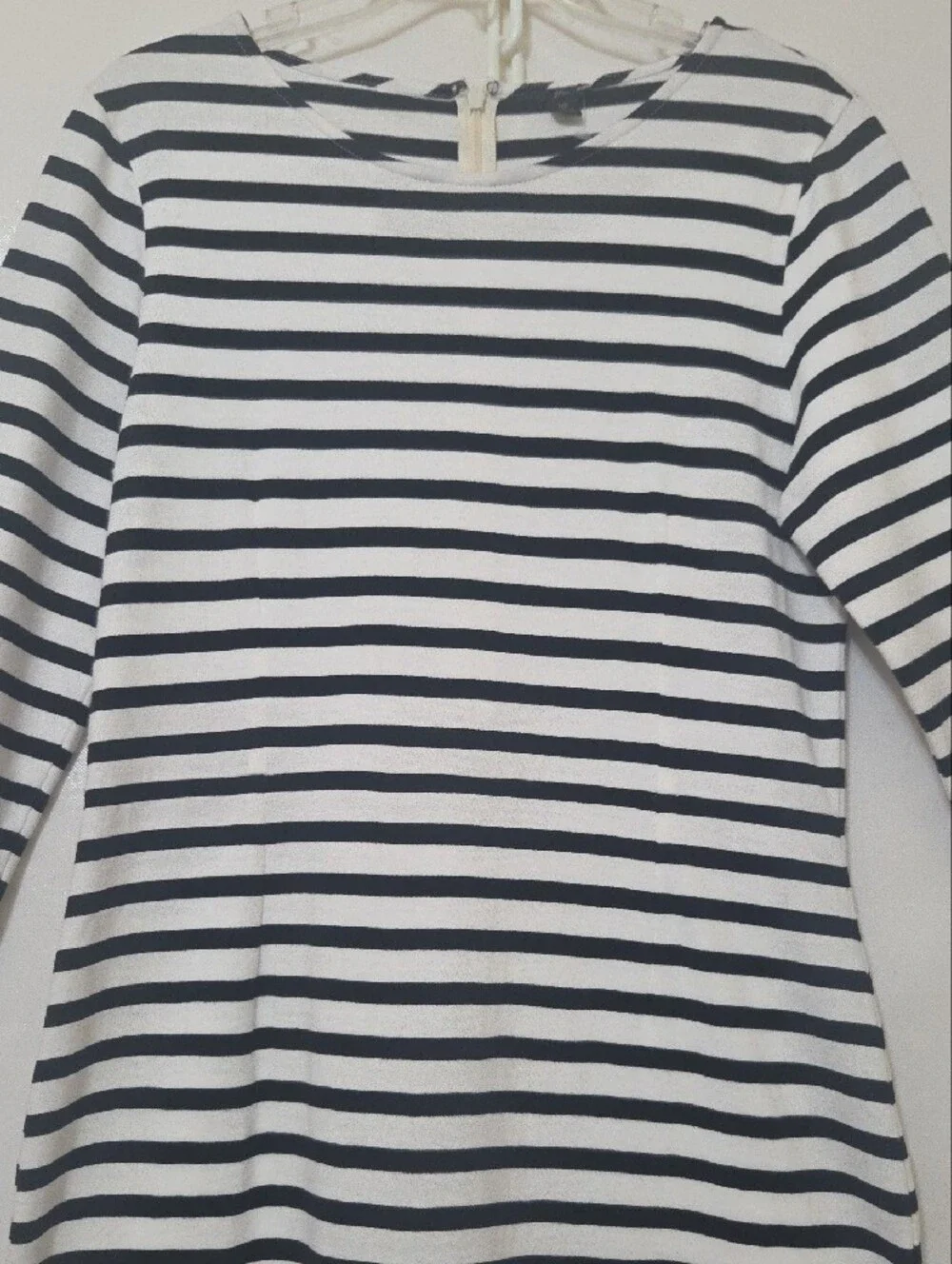 J. Crew Black & White Striped Long Sleeve Sheath 100% Cotton Dress - Size 10